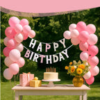 Suncalla Pre-strung Happy Birthday Banner – Reusable Felt Garland, 78.74" Long, Floral Pastel