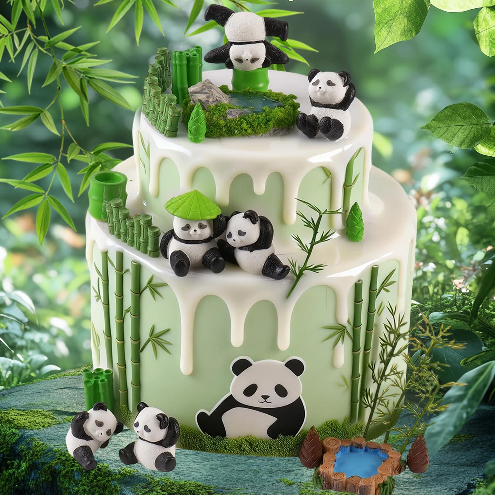 Sunshuang Panda Cake Toppers – 23Pcs Birthday Party Decorations