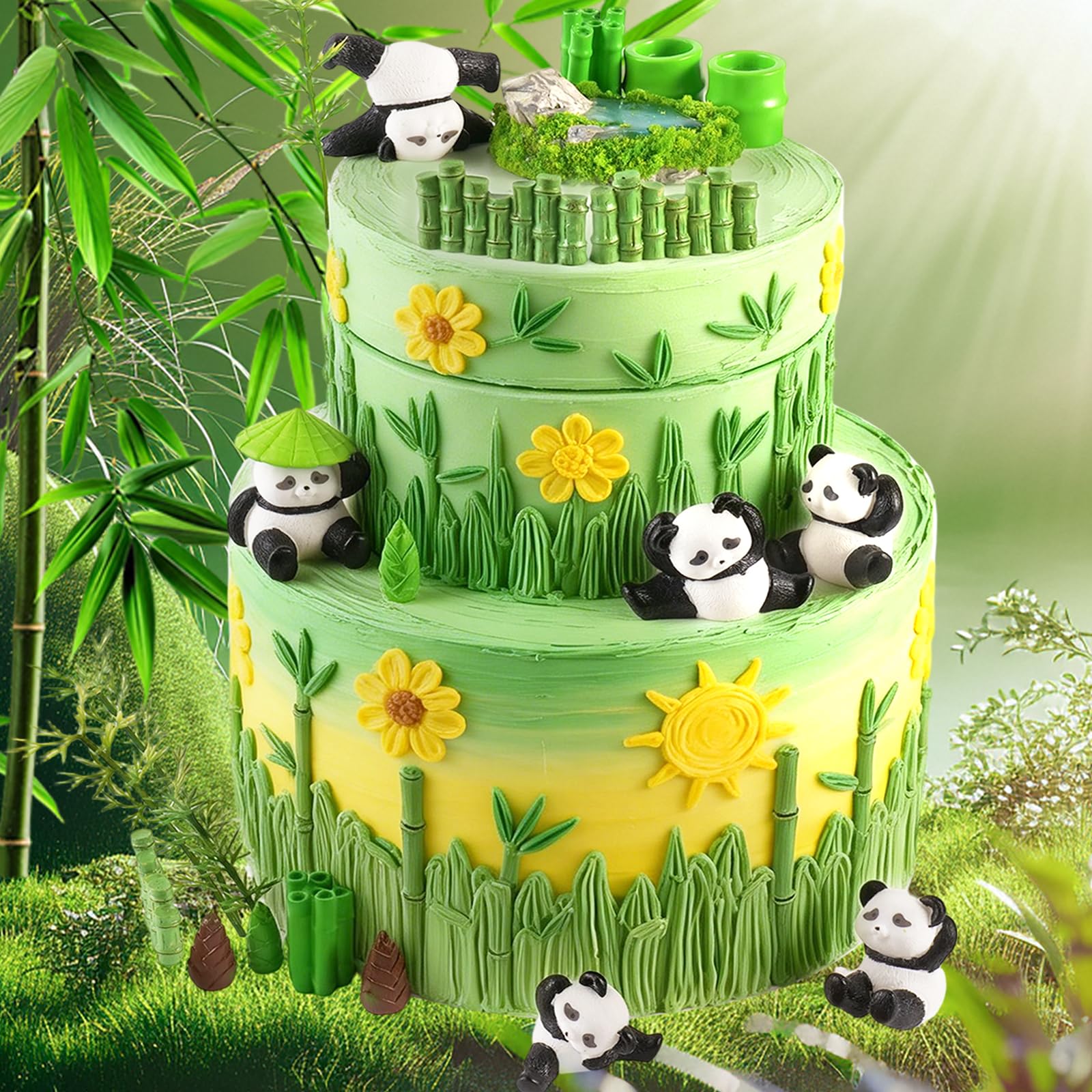 Sunshuang Panda Cake Toppers – 23Pcs Birthday Party Decorations