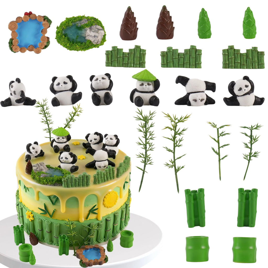 Sunshuang Panda Cake Toppers – 23Pcs Birthday Party Decorations