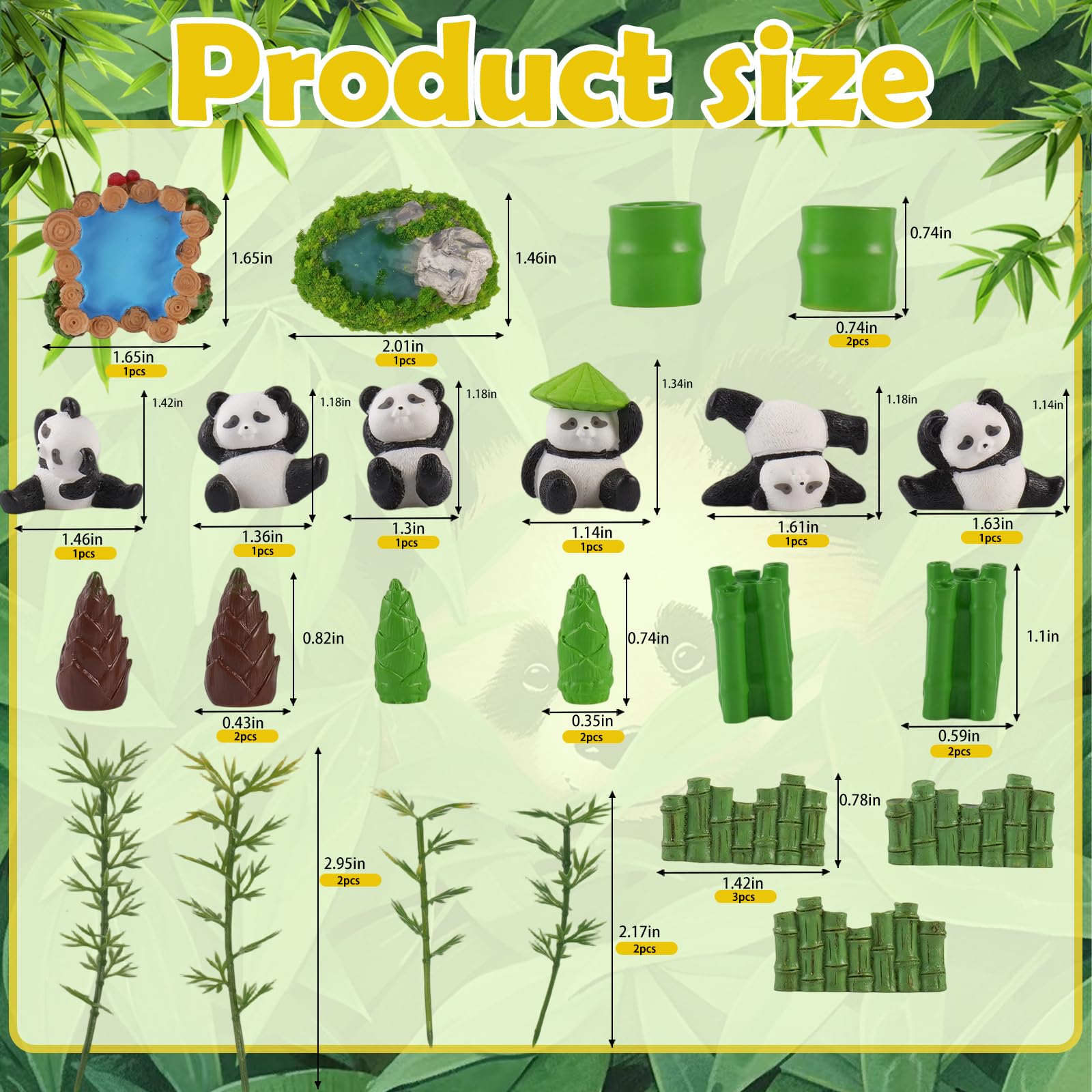 Sunshuang Panda Cake Toppers – 23Pcs Birthday Party Decorations