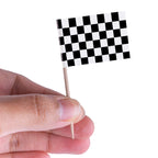 Super Z Outlet 100 Pack Mini Checkered Racing Flag Cupcake Toppers - 2.5in Tall Party Decor