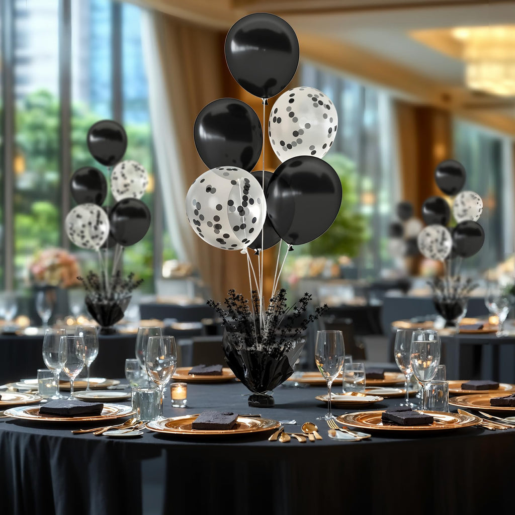 Suppromo 2-Set Black Table Balloon Stand Kit – Confetti Balloons for Party Centerpieces