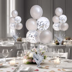 Suppromo 6-Set Silver Table Balloon Stand Kit with Silver & Confetti Balloons