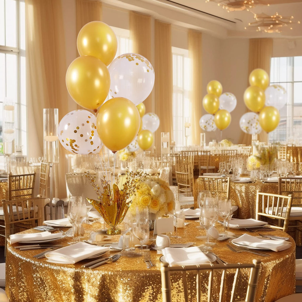 Suppromo 2-Set Gold Birthday Centerpiece Stand Kit | Gold Balloons for Parties