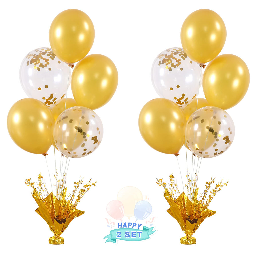 Suppromo 2-Set Gold Birthday Centerpiece Stand Kit | Gold Balloons for Parties