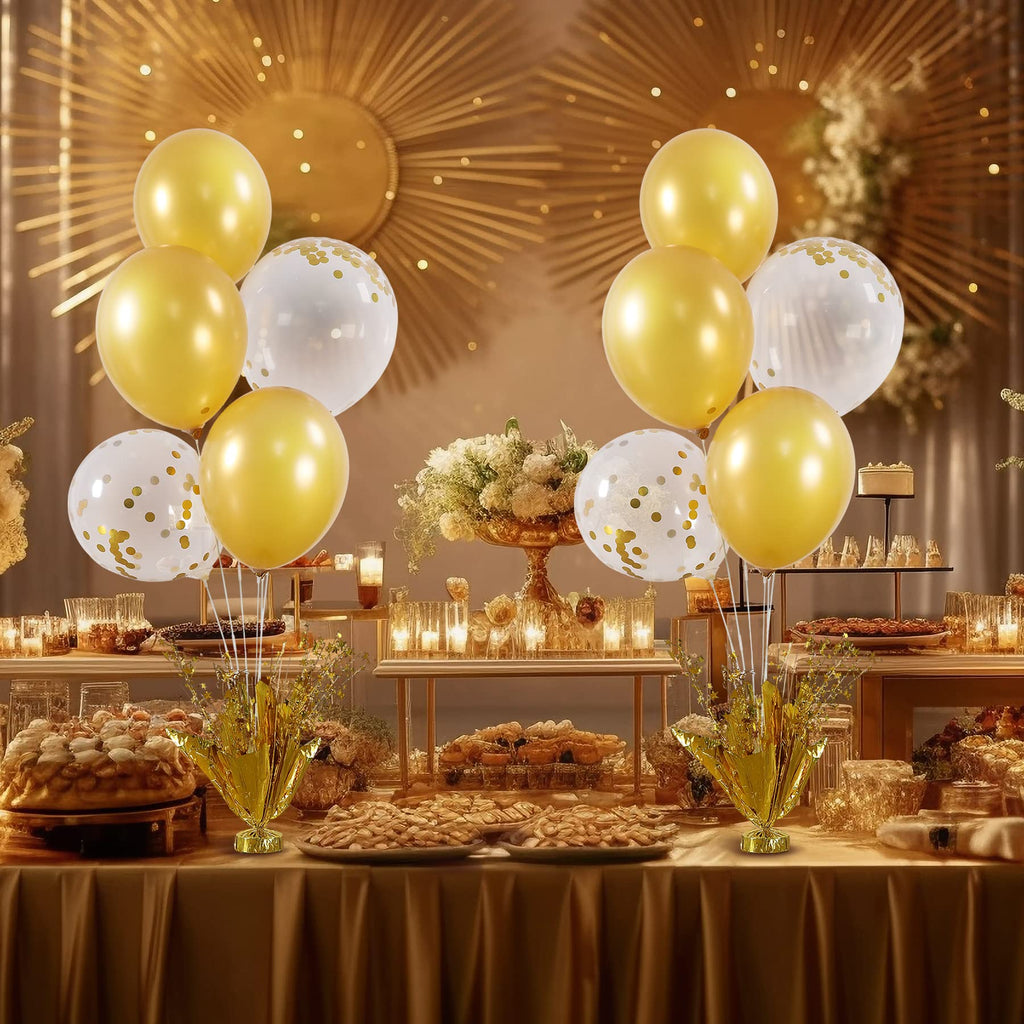 Suppromo 2-Set Gold Birthday Centerpiece Stand Kit | Gold Balloons for Parties