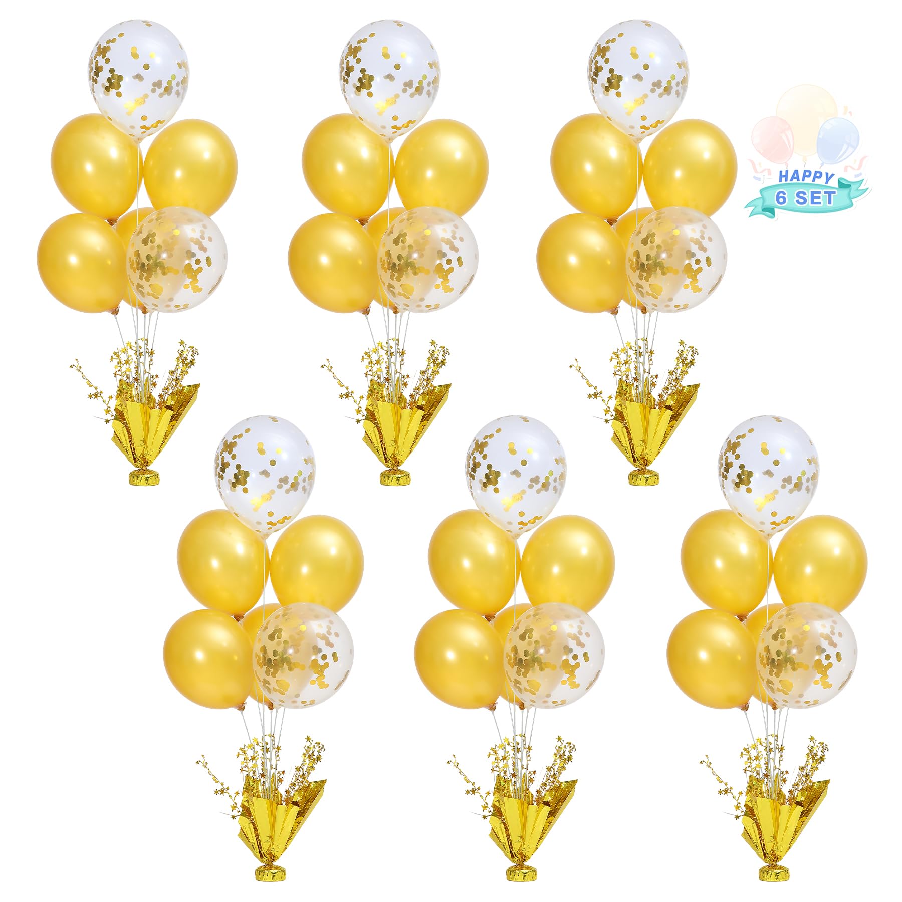 Suppromo Gold Table Balloon Stand Kit – 6-Piece Centerpiece Set for Parties