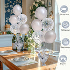 Suppromo 6-Set Silver Table Balloon Stand Kit with Silver & Confetti Balloons