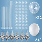 Suppromo 6-Set Silver Table Balloon Stand Kit with Silver & Confetti Balloons