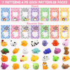 SURCVIO 28-Pack Valentines Day Animal Mochi Squishies with Cards – Classroom Gifts & Party Favors