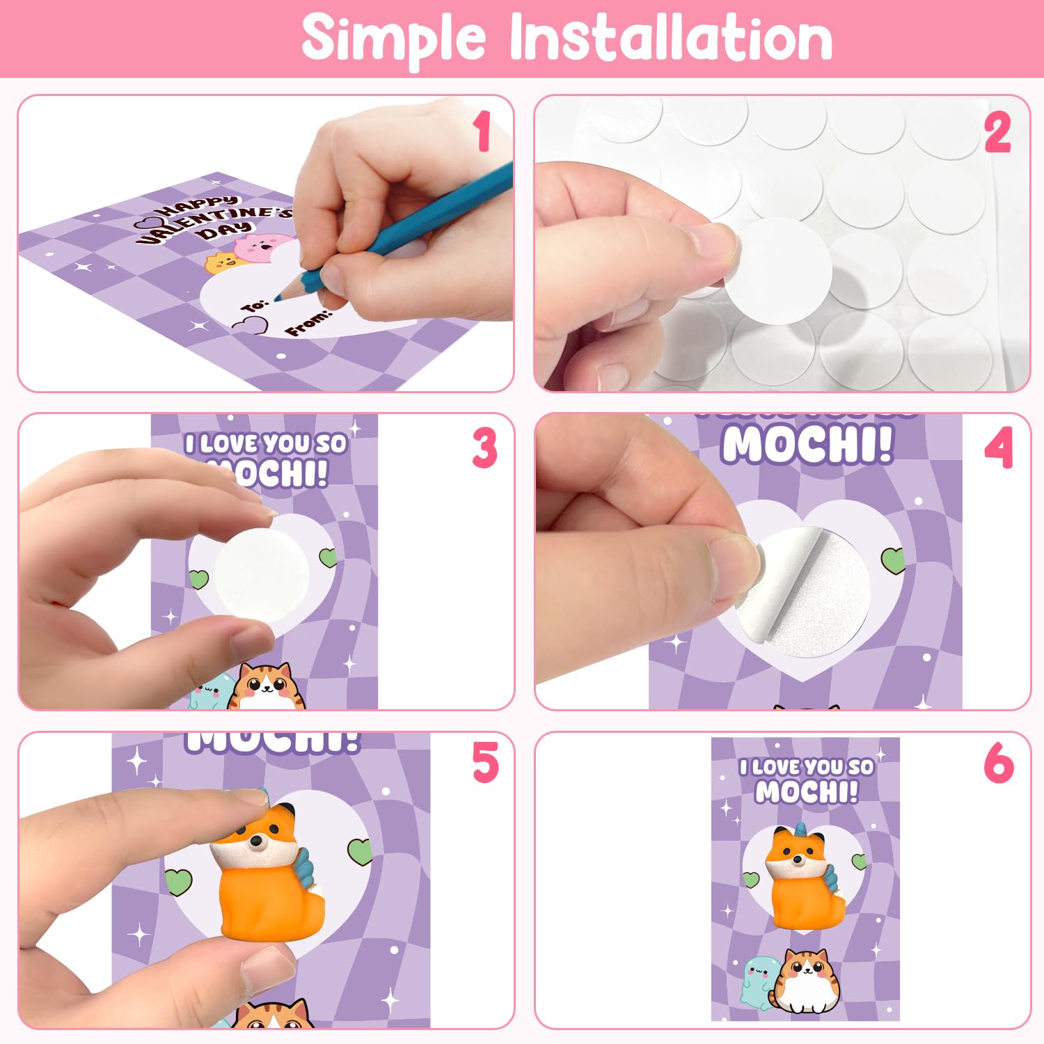SURCVIO 28-Pack Valentines Day Animal Mochi Squishies with Cards – Classroom Gifts & Party Favors