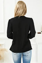 Surplice Neck Shirred Cuffs Draped Blouse