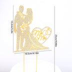 SUVO Elegant Gold Crystal Wedding Cake Topper – Mr & Mrs Rhinestone Design, 4.13x5.2 in