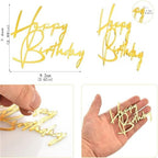 SUVO Gold Acrylic Happy Birthday Cake Toppers – 10pcs Party Decor for Cakes & Cupcakes