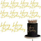 SUVO Gold Acrylic Happy Birthday Cake Toppers – 10pcs Party Decor for Cakes & Cupcakes