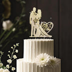 SUVO Elegant Gold Crystal Wedding Cake Topper – Mr & Mrs Rhinestone Design, 4.13x5.2 in