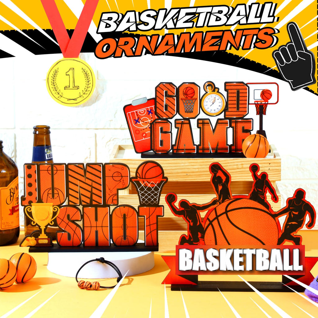 Suzile 6-Piece Basketball Wooden Table Decorations – Centerpieces for Birthday & Baby Shower