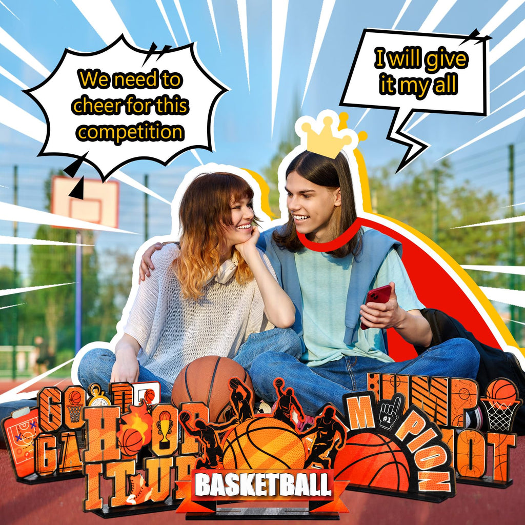 Suzile 6-Piece Basketball Wooden Table Decorations – Centerpieces for Birthday & Baby Shower