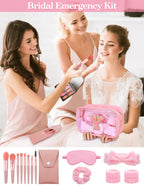Sweet Lion Gift Sets for Women | Initial Makeup Bag & Brush Set | Pink Spa Kit