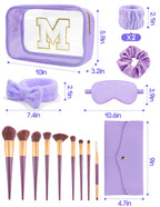 Sweet Lion Gift Sets for Women - Initial Makeup Bag & Purple Spa Kit