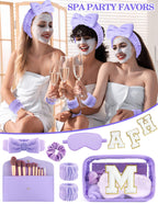 Sweet Lion Gift Sets for Women - Initial Makeup Bag & Purple Spa Kit