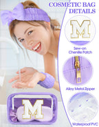 Sweet Lion Gift Sets for Women - Initial Makeup Bag & Purple Spa Kit