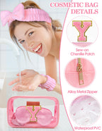 Sweet Lion Gift Sets for Women | Initial Makeup Bag & Brush Set | Pink Spa Kit