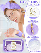 Sweet Lion Gift Sets for Women – Initial Makeup Bag & Purple Spa Kit for Sleepovers & Parties