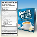 SweetLeaf Stevia Plus Packets – Zero Calorie Sugar Free Stevia (Vanilla, 100 Count)