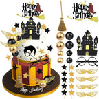 SWIMDOG Wizard Birthday Cake Topper Decorations — 26-Piece Glitter Set