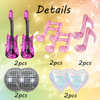 SYNUO Music Note & Guitar Foil Balloons – 30in Pink Party Decor