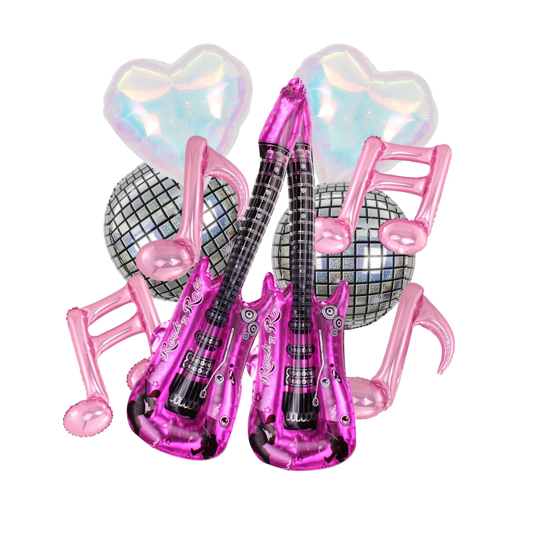 SYNUO Music Note & Guitar Foil Balloons – 30in Pink Party Decor