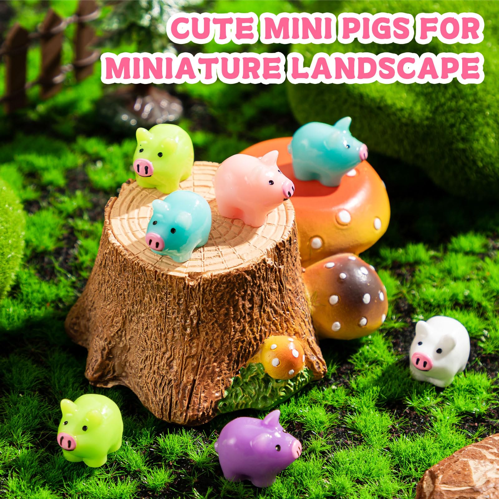 SYWHXY 78PCS Mini Resin Pigs – Colorful Cute Pig Figures for Cake Toppers, Garden, Dollhouse & DIY Decor