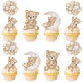 SZSHANN 48Pcs Teddy Bear Cupcake Toppers - Baby Shower Bear Theme Cake Decorations