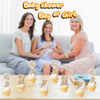 SZSHANN 48Pcs Teddy Bear Cupcake Toppers - Baby Shower Bear Theme Cake Decorations