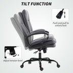 HOMCOM Double Padded Linen-Look Office Chair - Charcoal Grey