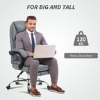 HOMCOM Faux Leather Reclining Office Chair, with Footrest - Grey