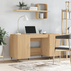 Modern Wooden Home Office Computer Desk Table With 2 Storage Cupboards