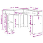 Modern Wooden Home Office Gaming Corner Computer Desk With LED Lights Storage