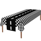 Tallew 2 Pcs Checkered Tablecloth & Race Runner – Black & White Racing Party Decor