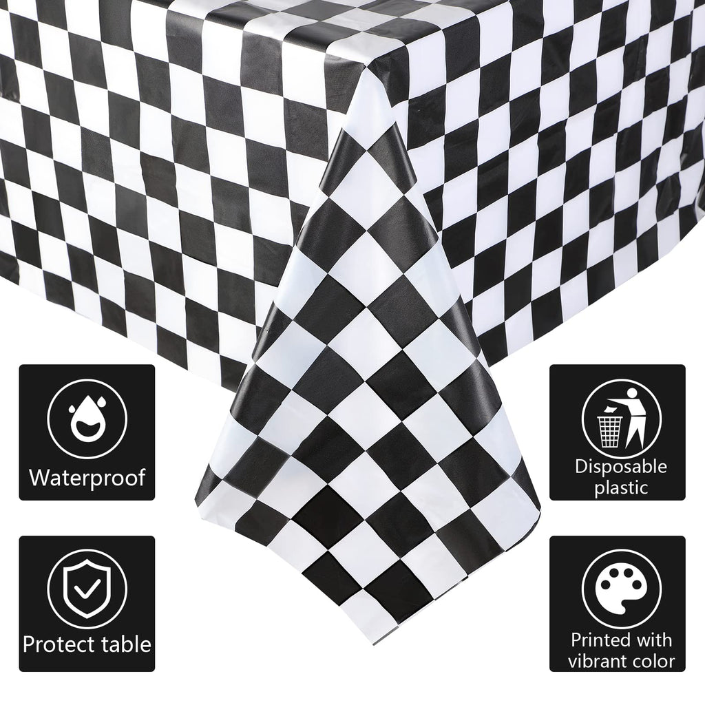 Tallew 2 Pcs Checkered Tablecloth & Race Runner – Black & White Racing Party Decor
