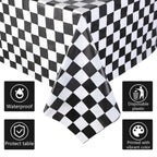 Tallew 2 Pcs Checkered Tablecloth & Race Runner – Black & White Racing Party Decor