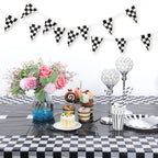 Tallew 2 Pcs Checkered Tablecloth & Race Runner – Black & White Racing Party Decor