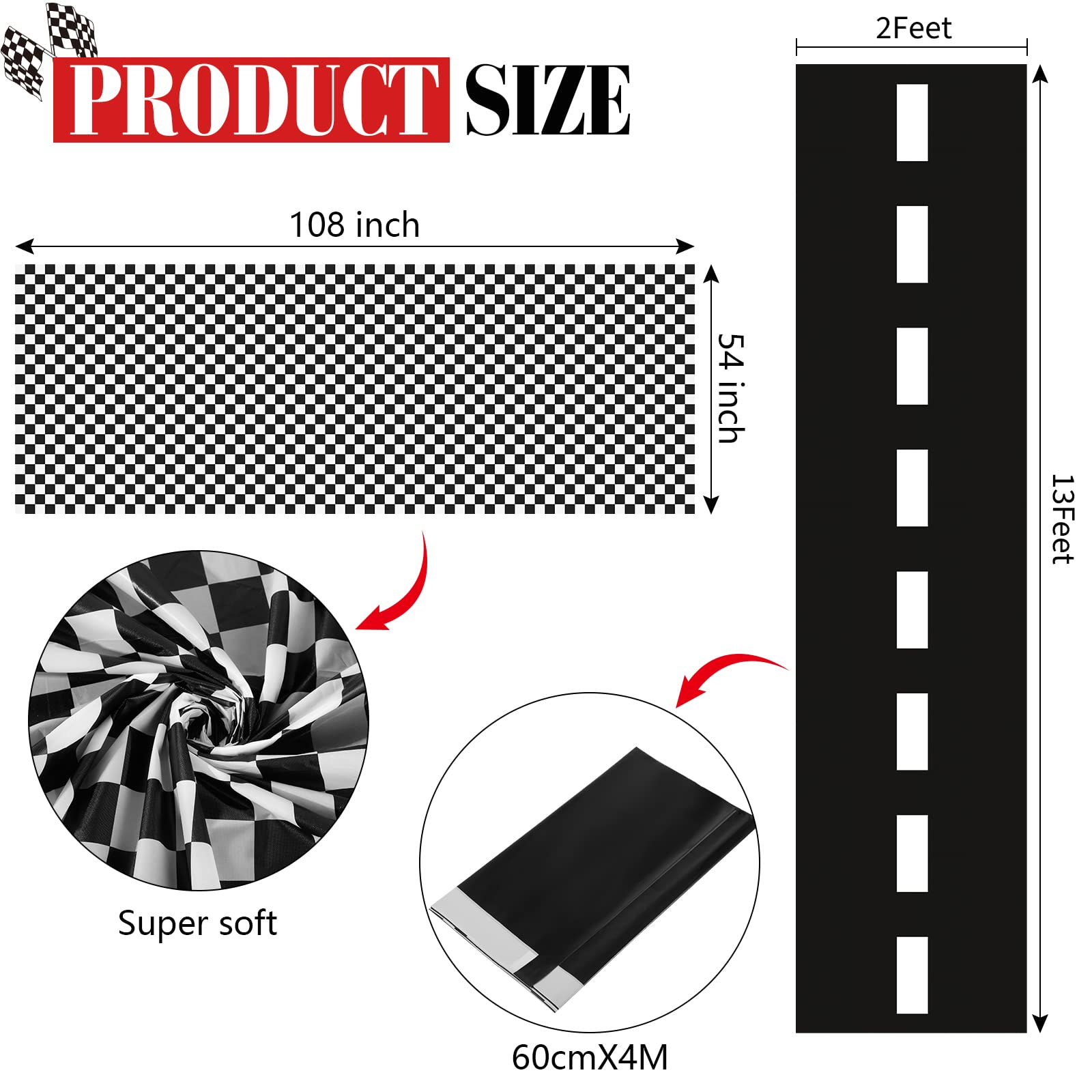 Tallew 2 Pcs Checkered Tablecloth & Race Runner – Black & White Racing Party Decor