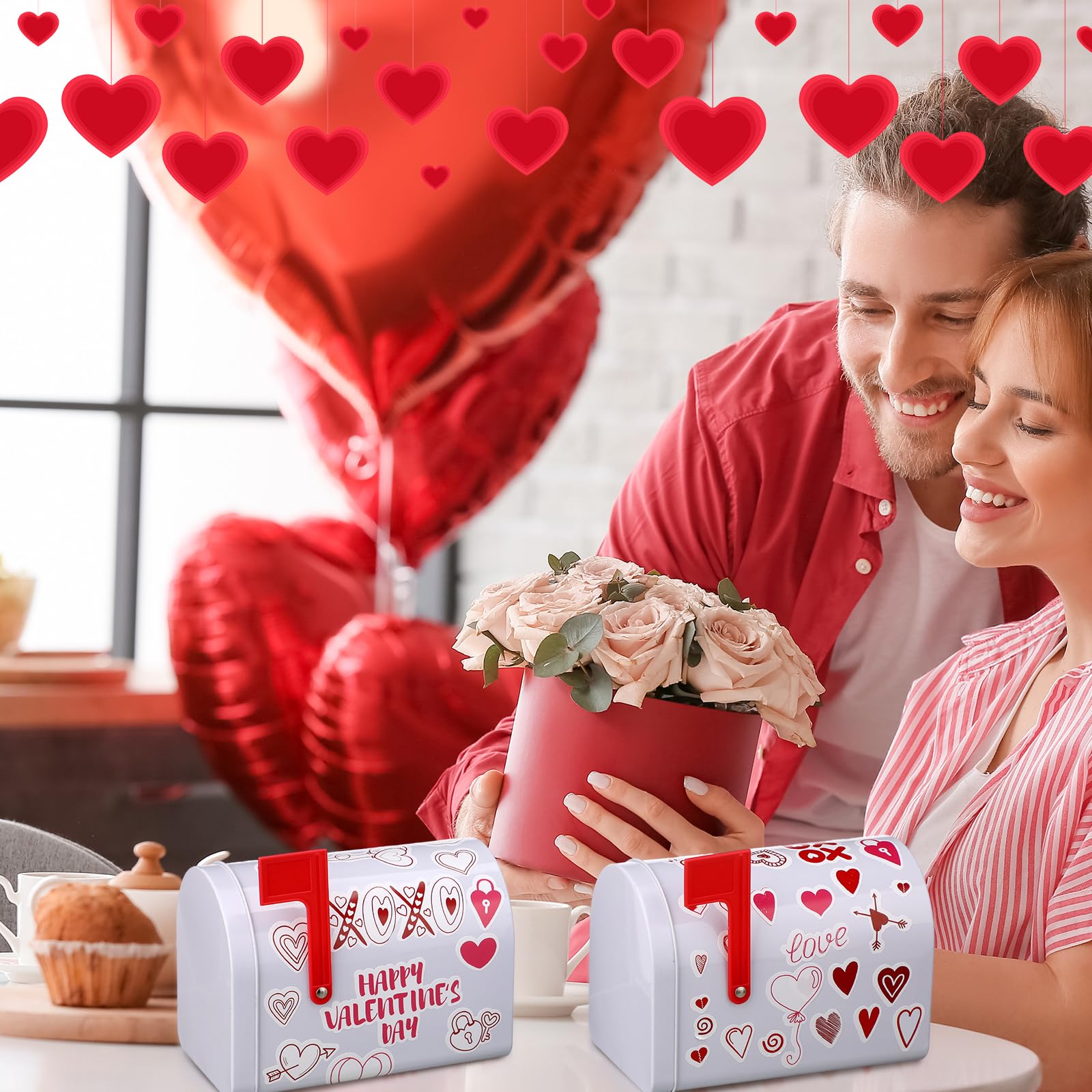 Tandefio 6-Pack Valentine Mini Tinplate Mailboxes with Stickers – DIY Gift & Party Favors