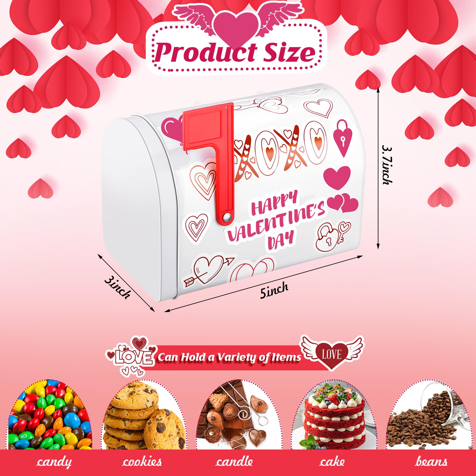 Tandefio 6-Pack Valentine Mini Tinplate Mailboxes with Stickers – DIY Gift & Party Favors
