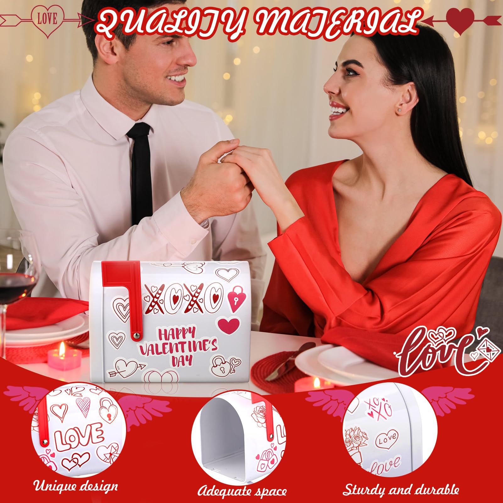 Tandefio 6-Pack Valentine Mini Tinplate Mailboxes with Stickers – DIY Gift & Party Favors