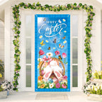 Tangren 2Pcs St. Patrick's Day & Easter Door Covers – Green Shamrock Porch Banners