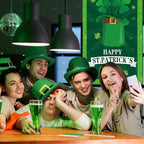 Tangren 2Pcs St. Patrick's Day & Easter Door Covers – Green Shamrock Porch Banners